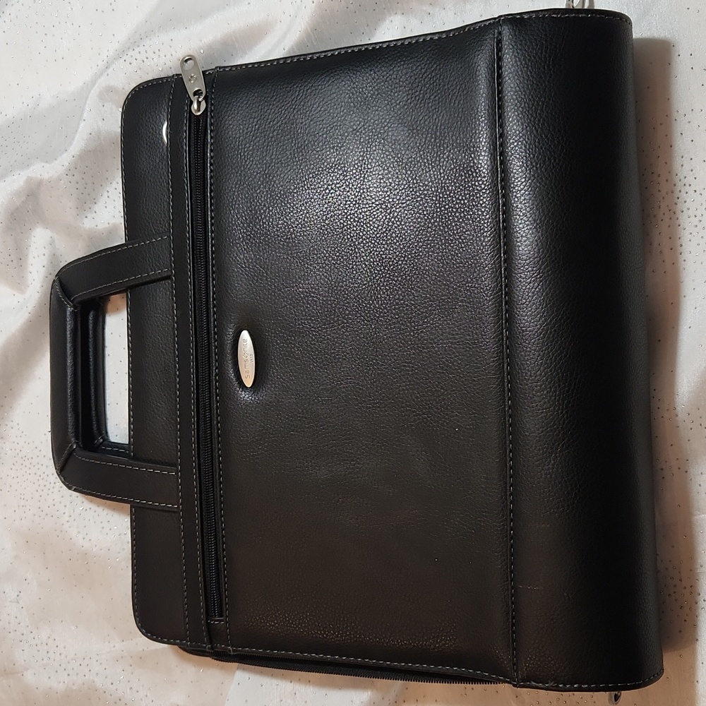 Samsonite black faux leather laptop tablet bag